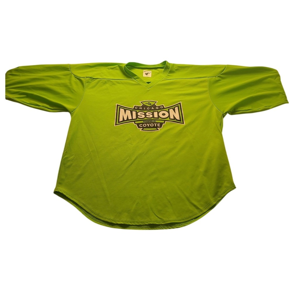 Pear Sox Chicago Mission Hockey Jersey Men's M Neon Green Coyote Athletic Top